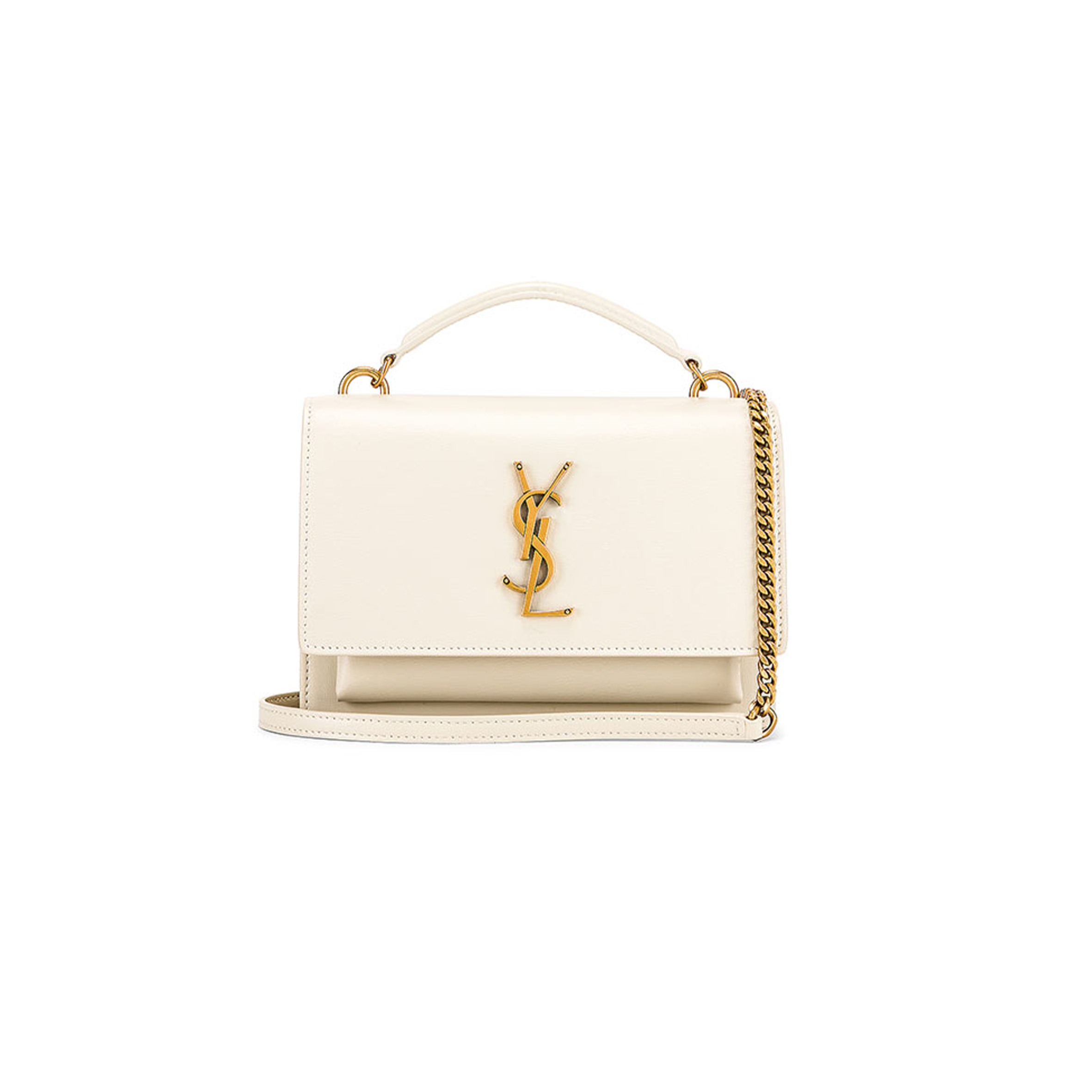 YSL SUNSET TOP HANDLE IN TEXTURED LEATHER WHITE SNT305892 (19*14*5.5cm)